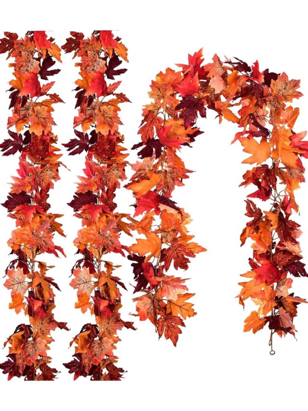 6 Pack Autumn Maple Leaf Garland - 5.9Ft Hanging Vine for Thanksgiving Decor
